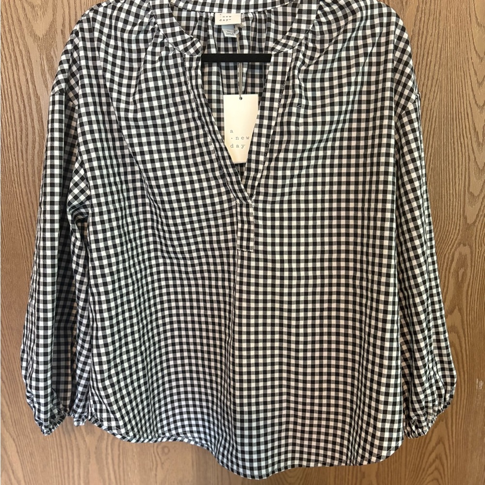 Black and White Gingham Women's Top